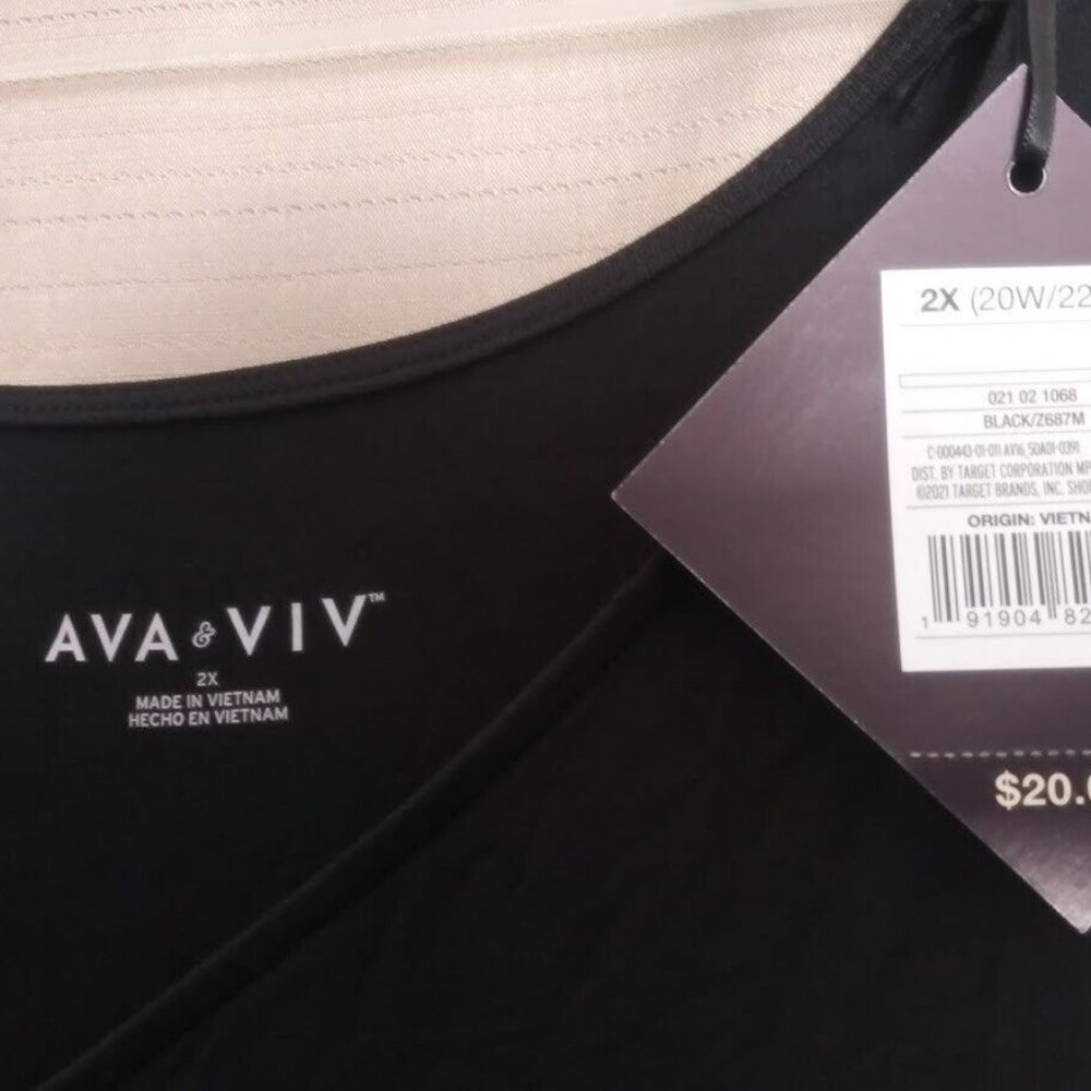 AVA&VIV (2X) womans mens teens black long sleeve stretchy shirt